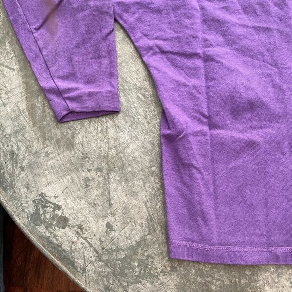 Vintage 80s Embroidered Geometric Patch Graphic Long Sleeve Shirt Purple S/M - Picture 10 of 12